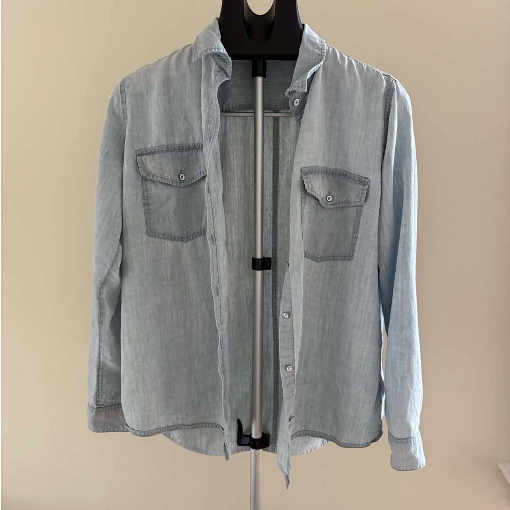 CLUB MONACO Light Wash Denim Button-Up Shirt